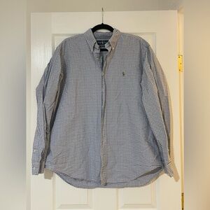 Ralph Lauren Men's Navy and White Plaid Shirt